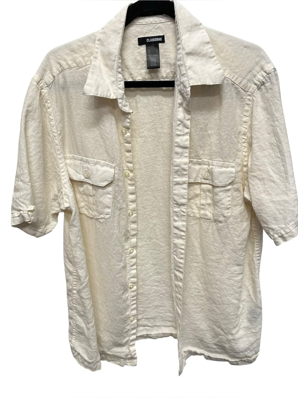 Claiborne men’s short sleeve button up linen shirt size large